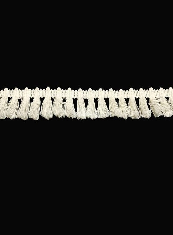 PREMDAS LACES Premdas lace Indian Cotton Natural Ivory 100% Cotton Brush Fringe Trim Decorative Cotton Fringe Trim Cream Tassel Fringe, Matte Fringe 15 Meter (White) - Image 5
